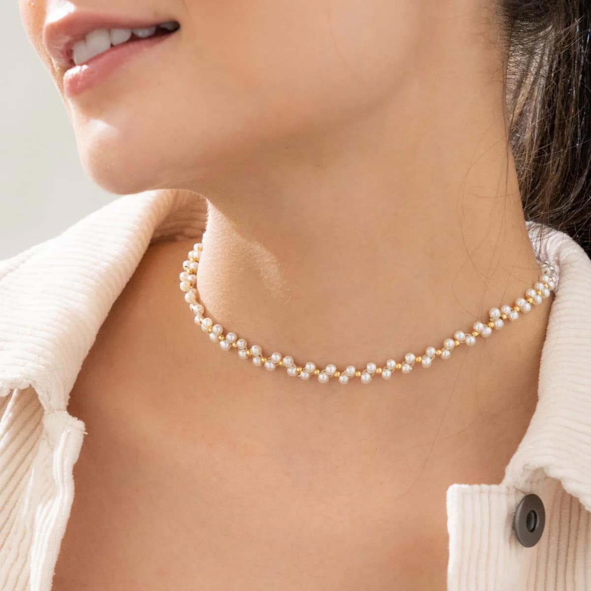 COLLIER TISSÉ - PETITES PERLES