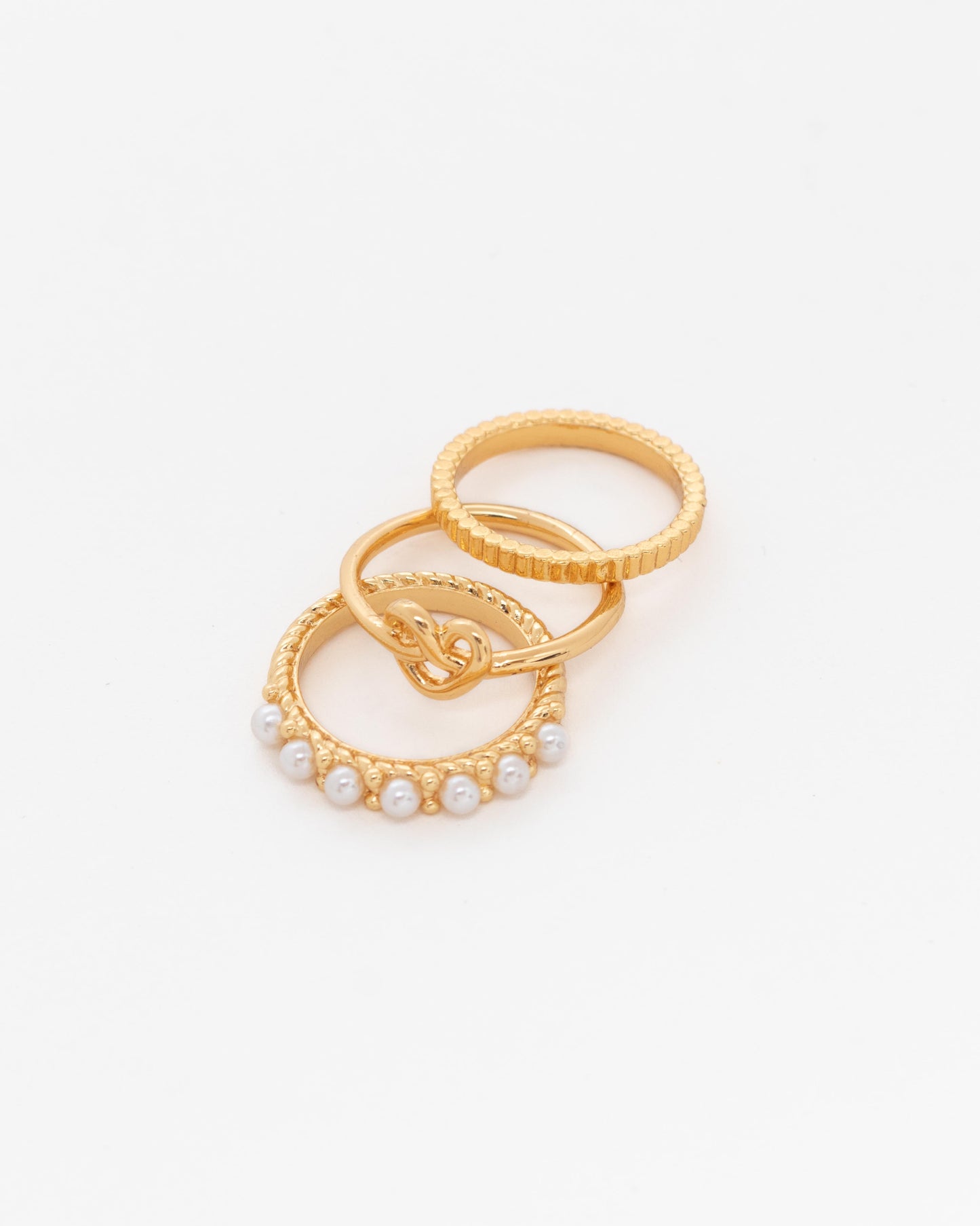 ENSEMBLE DE BAGUES * 3 COEUR DE PERLE