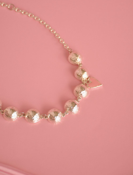 COLLIER À BULLES ROSE - ARGENT