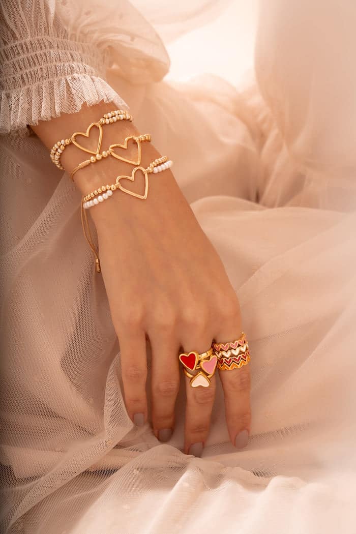 ENSEMBLE DE BRACELETS * 3 - COEUR DORÉ