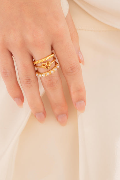 ENSEMBLE DE BAGUES * 3 COEUR DE PERLE