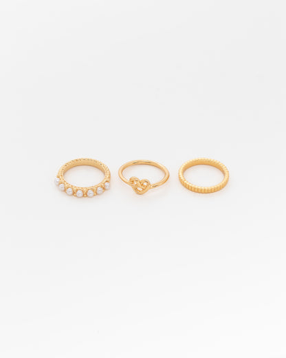 ENSEMBLE DE BAGUES * 3 COEUR DE PERLE