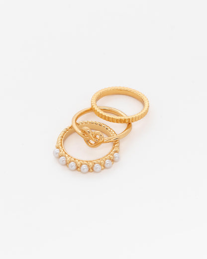 ENSEMBLE DE BAGUES * 3 COEUR DE PERLE