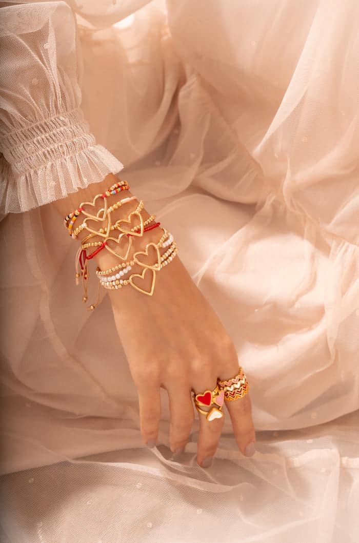 ENSEMBLE DE BRACELETS * 3 - COEUR DORÉ