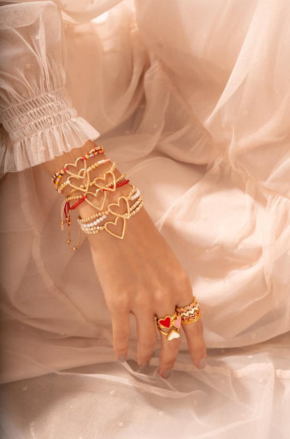 ENSEMBLE DE BRACELETS * 3 - COEUR DORÉ