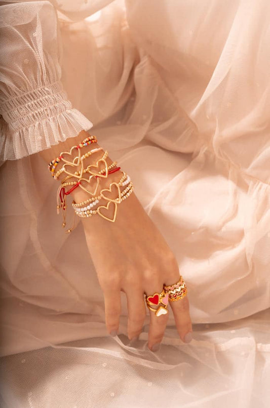 ENSEMBLE DE BRACELETS * 3 - COEUR DORÉ
